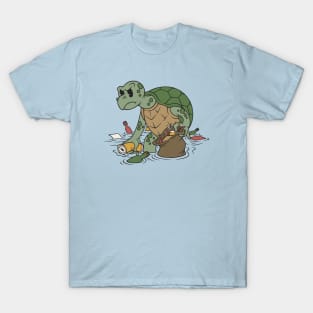 cartoon turtle vs sea pollution T-Shirt